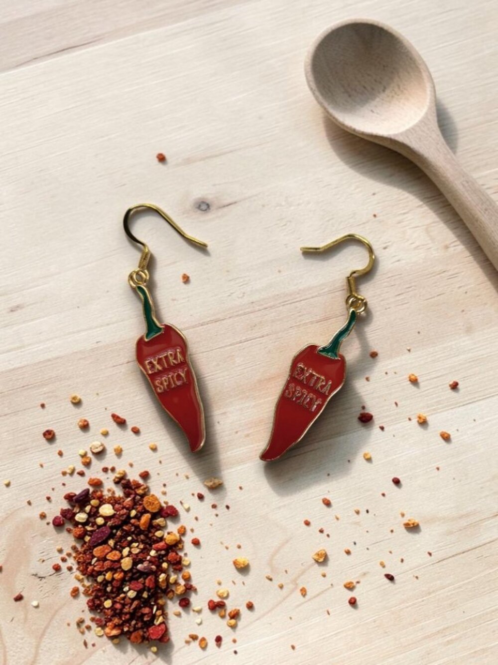 Extra Spicy Hot Pepper Earrings Red Chili Novelty Dangles - Picture 1 of 8
